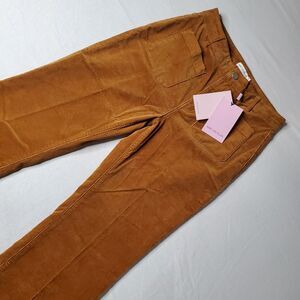 Avec Les Filles Women's Size 8 NWT Flare Leg Patch Pocket Corduroy Pant Tan